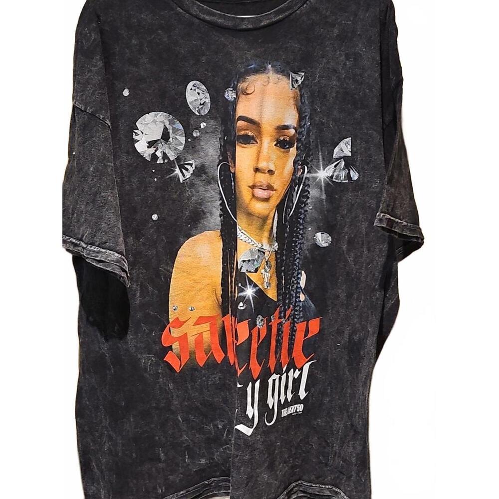 Saweetie Shirt Mens Medium Black Icy Girl Legends 50th Hip Hop Rap Graphic Tee
